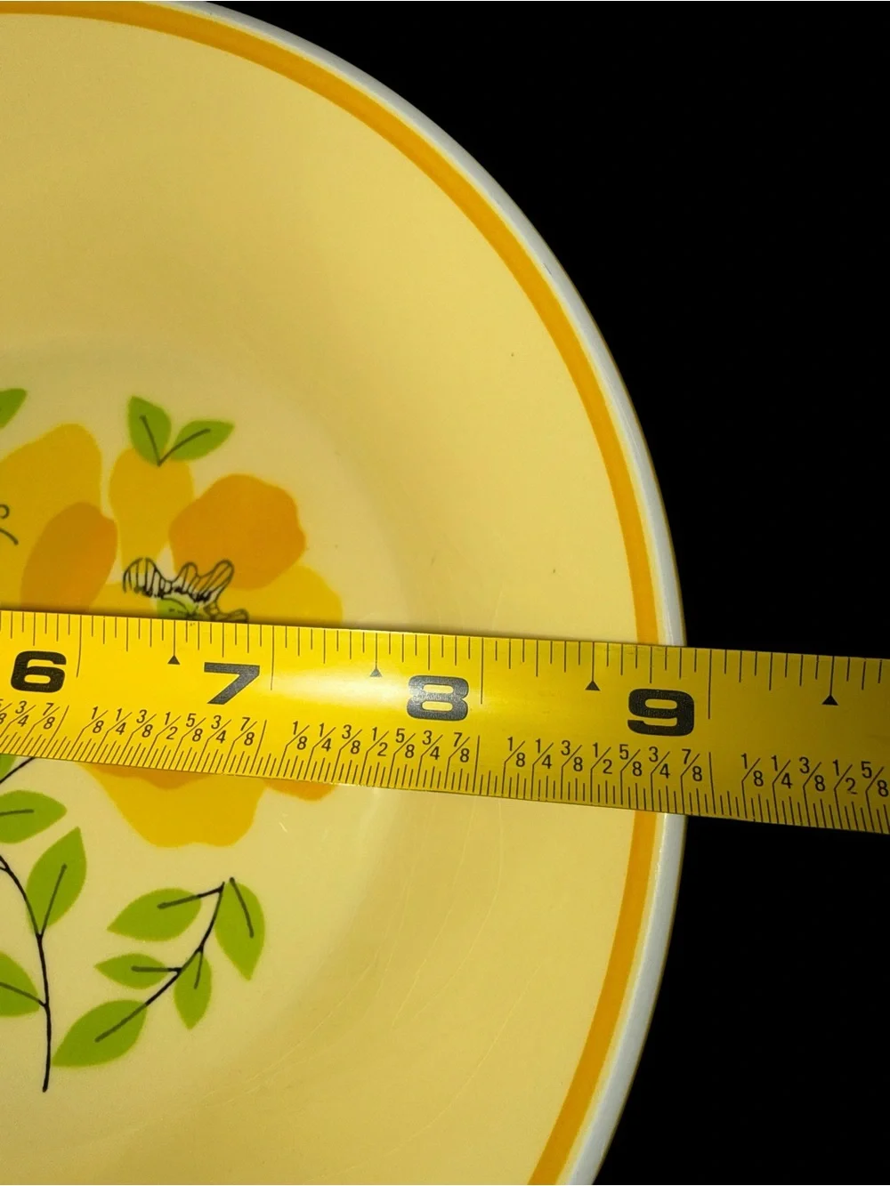 Vintage Mikasa Colormates Hilo C4302 9” Serving Bowl Yellow Floral 1970s